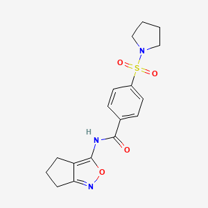 molecular formula C17H19N3O4S B2410519 N-(5,6-dihydro-4H-cyclopenta[c]isoxazol-3-yl)-4-(pyrrolidin-1-ylsulfonyl)benzamide CAS No. 941879-09-0