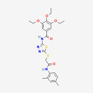molecular formula C25H30N4O5S2 B2410543 N-(5-((2-((2,4-dimethylphenyl)amino)-2-oxoethyl)thio)-1,3,4-thiadiazol-2-yl)-3,4,5-triethoxybenzamide CAS No. 392295-95-3