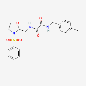 molecular formula C21H25N3O5S B2410567 N1-(4-methylbenzyl)-N2-((3-tosyloxazolidin-2-yl)methyl)oxalamide CAS No. 874805-85-3