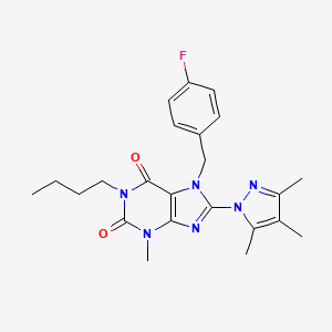B2410584 1-butyl-7-(4-fluorobenzyl)-3-methyl-8-(3,4,5-trimethyl-1H-pyrazol-1-yl)-1H-purine-2,6(3H,7H)-dione CAS No. 1014071-47-6