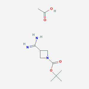 molecular formula C11H21N3O4 B2410595 tert-Butyl 3-carbamimidoylazetidine-1-carboxylate acetate CAS No. 1638765-18-0