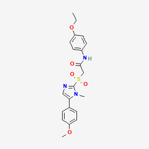 molecular formula C21H23N3O5S B2410605 N-(4-ethoxyphenyl)-2-((5-(4-methoxyphenyl)-1-methyl-1H-imidazol-2-yl)sulfonyl)acetamide CAS No. 922072-98-8