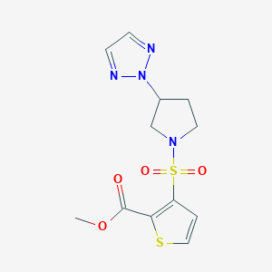 molecular formula C12H14N4O4S2 B2410617 methyl 3-((3-(2H-1,2,3-triazol-2-yl)pyrrolidin-1-yl)sulfonyl)thiophene-2-carboxylate CAS No. 2034347-32-3