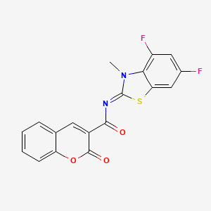 molecular formula C18H10F2N2O3S B2410624 N-[(2Z)-4,6-difluoro-3-methyl-2,3-dihydro-1,3-benzothiazol-2-ylidene]-2-oxo-2H-chromene-3-carboxamide CAS No. 868375-14-8