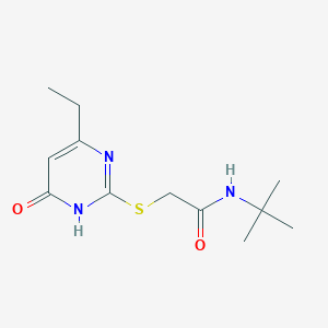 molecular formula C12H19N3O2S B2410625 N-(tert-butyl)-2-((4-ethyl-6-oxo-1,6-dihydropyrimidin-2-yl)thio)acetamide CAS No. 922801-10-3
