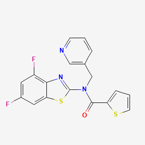 molecular formula C18H11F2N3OS2 B2410629 N-(4,6-difluoro-1,3-benzothiazol-2-yl)-N-[(pyridin-3-yl)methyl]thiophene-2-carboxamide CAS No. 895435-34-4