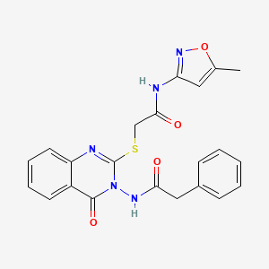molecular formula C22H19N5O4S B2410645 N-(5-methyl-1,2-oxazol-3-yl)-2-{[4-oxo-3-(2-phenylacetamido)-3,4-dihydroquinazolin-2-yl]sulfanyl}acetamide CAS No. 422278-48-6