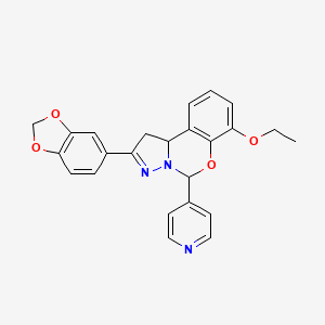 2-(benzo[d][1,3]dioxol-5-yl)-7-ethoxy-5-(pyridin-4-yl)-5,10b-dihydro-1H-benzo[e]pyrazolo[1,5-c][1,3]oxazine