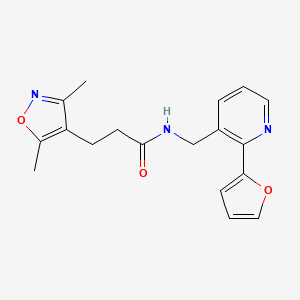 3-(3,5-dimethylisoxazol-4-yl)-N-((2-(furan-2-yl)pyridin-3-yl)methyl)propanamide