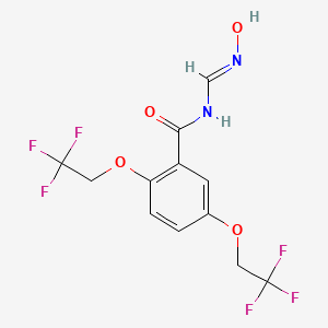 molecular formula C12H10F6N2O4 B2410874 N-[(hydroxyimino)methyl]-2,5-bis(2,2,2-trifluoroethoxy)benzenecarboxamide CAS No. 338394-06-2