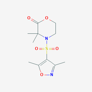 molecular formula C11H16N2O5S B241093 4-[(3,5-Dimethyl-1,2-oxazol-4-yl)sulfonyl]-3,3-dimethylmorpholin-2-one 