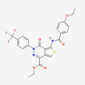 molecular formula C25H20F3N3O5S B2410967 ethyl 5-(4-ethoxybenzamido)-4-oxo-3-[4-(trifluoromethyl)phenyl]-3H,4H-thieno[3,4-d]pyridazine-1-carboxylate CAS No. 851951-18-3