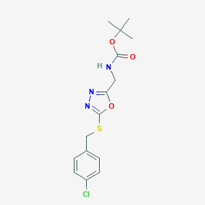 molecular formula C15H18ClN3O3S B241099 Tert-butyl {5-[(4-chlorobenzyl)sulfanyl]-1,3,4-oxadiazol-2-yl}methylcarbamate 