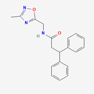 molecular formula C19H19N3O2 B2411010 N-((3-methyl-1,2,4-oxadiazol-5-yl)methyl)-3,3-diphenylpropanamide CAS No. 1234895-69-2