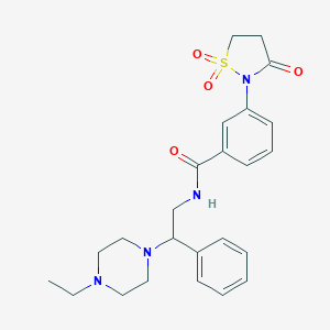 molecular formula C24H30N4O4S B241102 N-[2-(4-ethylpiperazin-1-yl)-2-phenylethyl]-3-(1,1,3-trioxo-1,2-thiazolidin-2-yl)benzamide 