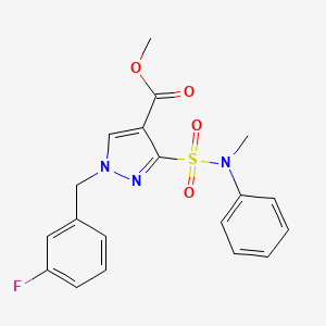 molecular formula C19H18FN3O4S B2411020 methyl 1-(3-fluorobenzyl)-3-(N-methyl-N-phenylsulfamoyl)-1H-pyrazole-4-carboxylate CAS No. 1251623-00-3