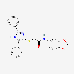 molecular formula C24H19N3O3S B2411026 N-(2H-1,3-benzodioxol-5-yl)-2-[(2,5-diphenyl-1H-imidazol-4-yl)sulfanyl]acetamide CAS No. 901242-82-8