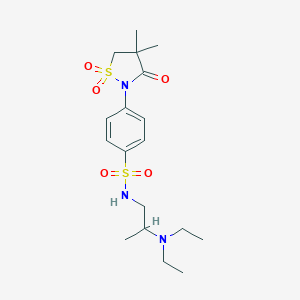 molecular formula C18H29N3O5S2 B241105 N-[2-(diethylamino)propyl]-4-(4,4-dimethyl-1,1-dioxido-3-oxo-2-isothiazolidinyl)benzenesulfonamide 