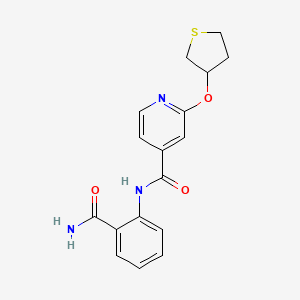 molecular formula C17H17N3O3S B2411053 N-(2-carbamoylphenyl)-2-(thiolan-3-yloxy)pyridine-4-carboxamide CAS No. 2034497-38-4