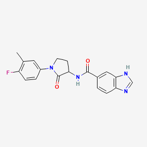 molecular formula C19H17FN4O2 B2411067 N-[1-(4-fluoro-3-methylphenyl)-2-oxopyrrolidin-3-yl]-1H-1,3-benzodiazole-5-carboxamide CAS No. 1775293-23-6