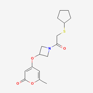 4-((1-(2-(cyclopentylthio)acetyl)azetidin-3-yl)oxy)-6-methyl-2H-pyran-2-one