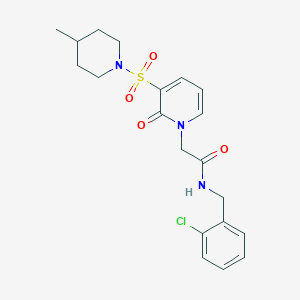molecular formula C20H24ClN3O4S B2411106 N-(2-chlorobenzyl)-2-(3-((4-methylpiperidin-1-yl)sulfonyl)-2-oxopyridin-1(2H)-yl)acetamide CAS No. 1251681-27-2