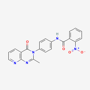 molecular formula C21H15N5O4 B2411108 N-(4-{2-methyl-4-oxo-3H,4H-pyrido[2,3-d]pyrimidin-3-yl}phenyl)-2-nitrobenzamide CAS No. 1003555-40-5