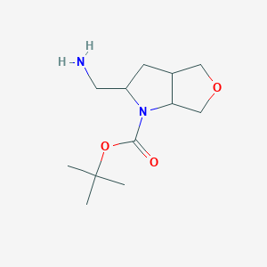 molecular formula C12H22N2O3 B2411109 tert-butyl 2-(aminomethyl)-hexahydro-1H-furo[3,4-b]pyrrole-1-carboxylate CAS No. 2167522-18-9