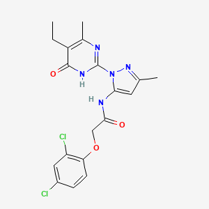 2-(2,4-dichlorophenoxy)-N-(1-(5-ethyl-4-methyl-6-oxo-1,6-dihydropyrimidin-2-yl)-3-methyl-1H-pyrazol-5-yl)acetamide