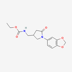 molecular formula C15H18N2O5 B2411118 Ethyl ((1-(benzo[d][1,3]dioxol-5-yl)-5-oxopyrrolidin-3-yl)methyl)carbamate CAS No. 954677-78-2