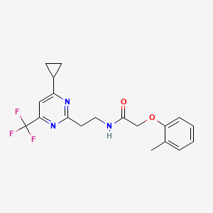 molecular formula C19H20F3N3O2 B2411125 N-(2-(4-cyclopropyl-6-(trifluoromethyl)pyrimidin-2-yl)ethyl)-2-(o-tolyloxy)acetamide CAS No. 1421533-26-7