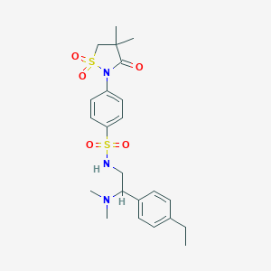 molecular formula C23H31N3O5S2 B241113 N-[2-(dimethylamino)-2-(4-ethylphenyl)ethyl]-4-(4,4-dimethyl-1,1-dioxido-3-oxo-2-isothiazolidinyl)benzenesulfonamide 