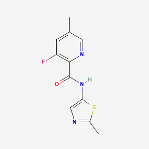 molecular formula C11H10FN3OS B2411131 3-fluoro-5-methyl-N-(2-methyl-1,3-thiazol-5-yl)pyridine-2-carboxamide CAS No. 2415631-64-8