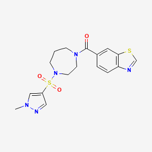 molecular formula C17H19N5O3S2 B2411132 benzo[d]thiazol-6-yl(4-((1-methyl-1H-pyrazol-4-yl)sulfonyl)-1,4-diazepan-1-yl)methanone CAS No. 2034542-96-4