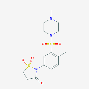 molecular formula C15H21N3O5S2 B241114 2-{4-Methyl-3-[(4-methyl-1-piperazinyl)sulfonyl]phenyl}-3-isothiazolidinone 1,1-dioxide 