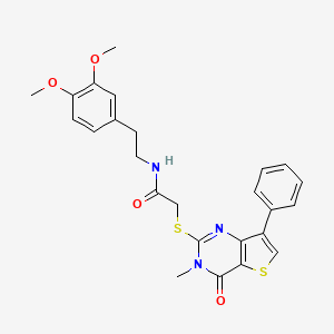 molecular formula C25H25N3O4S2 B2411149 N-[2-(3,4-dimethoxyphenyl)ethyl]-2-({3-methyl-4-oxo-7-phenyl-3H,4H-thieno[3,2-d]pyrimidin-2-yl}sulfanyl)acetamide CAS No. 1111317-96-4