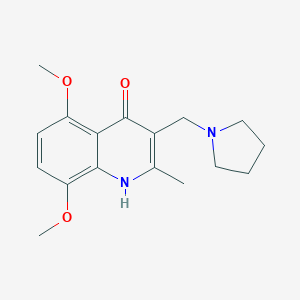 molecular formula C17H22N2O3 B241116 5,8-Dimethoxy-2-methyl-3-(1-pyrrolidinylmethyl)-4-quinolinol 