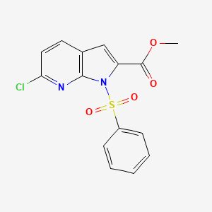 molecular formula C15H11ClN2O4S B2411173 methyl 1-(benzenesulfonyl)-6-chloro-1H-pyrrolo[2,3-b]pyridine-2-carboxylate CAS No. 1630907-18-4