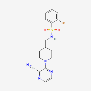2-bromo-N-((1-(3-cyanopyrazin-2-yl)piperidin-4-yl)methyl)benzenesulfonamide