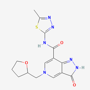 molecular formula C15H16N6O3S B2411186 N-(5-methyl-1,3,4-thiadiazol-2-yl)-3-oxo-5-(oxolan-2-ylmethyl)-2H-pyrazolo[4,3-c]pyridine-7-carboxamide CAS No. 1207004-25-8