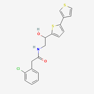 molecular formula C18H16ClNO2S2 B2411208 N-(2-{[2,3'-bithiophene]-5-yl}-2-hydroxyethyl)-2-(2-chlorophenyl)acetamide CAS No. 2320857-10-9