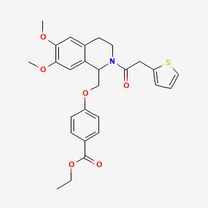 molecular formula C27H29NO6S B2411248 ethyl 4-({6,7-dimethoxy-2-[2-(thiophen-2-yl)acetyl]-1,2,3,4-tetrahydroisoquinolin-1-yl}methoxy)benzoate CAS No. 449766-79-4