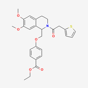 Ethyl 4-[[6,7-dimethoxy-2-(2-thiophen-2-ylacetyl)-3,4-dihydro-1H-isoquinolin-1-yl]methoxy]benzoate
