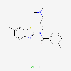 molecular formula C21H26ClN3OS B2411307 N-(3-(dimethylamino)propyl)-3-methyl-N-(6-methylbenzo[d]thiazol-2-yl)benzamide hydrochloride CAS No. 1216695-15-6