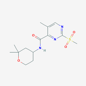 molecular formula C14H21N3O4S B2411372 N-(2,2-dimethyloxan-4-yl)-2-methanesulfonyl-5-methylpyrimidine-4-carboxamide CAS No. 2094182-38-2