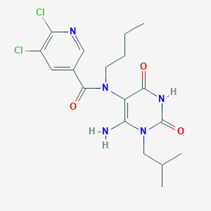 molecular formula C18H23Cl2N5O3 B2411404 N-[6-amino-1-(2-methylpropyl)-2,4-dioxo-1,2,3,4-tetrahydropyrimidin-5-yl]-N-butyl-5,6-dichloropyridine-3-carboxamide CAS No. 1182626-05-6