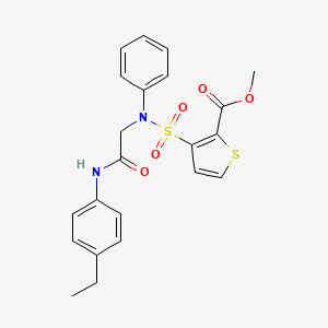 molecular formula C22H22N2O5S2 B2411407 methyl 3-({[(4-ethylphenyl)carbamoyl]methyl}(phenyl)sulfamoyl)thiophene-2-carboxylate CAS No. 895264-14-9