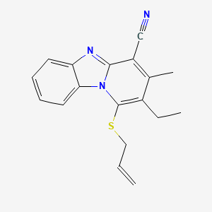 molecular formula C18H17N3S B2411419 2-Ethyl-3-methyl-1-prop-2-enylsulfanylpyrido[1,2-a]benzimidazole-4-carbonitrile CAS No. 848992-68-7