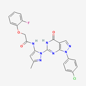 molecular formula C23H17ClFN7O3 B2411475 N-(1-(1-(4-chlorophenyl)-4-oxo-4,5-dihydro-1H-pyrazolo[3,4-d]pyrimidin-6-yl)-3-methyl-1H-pyrazol-5-yl)-2-(2-fluorophenoxy)acetamide CAS No. 1171573-45-7