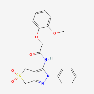 molecular formula C20H19N3O5S B2411566 N-(5,5-dioxo-2-phenyl-4,6-dihydrothieno[3,4-c]pyrazol-3-yl)-2-(2-methoxyphenoxy)acetamide CAS No. 893926-74-4
